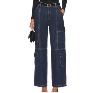 RAG & BONE Cailyn Cargo Jeans Womens 30 Ari Blue 100% Cotton Wide Leg Utility